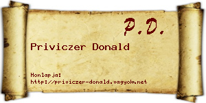 Priviczer Donald névjegykártya